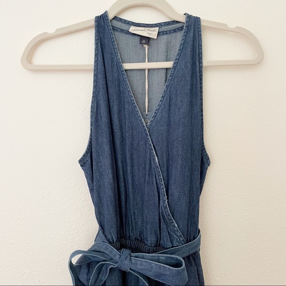 Universal Thread Denim Chambray Dress Large Blue Elastic Waist Sleeveless - Picture 3 of 6